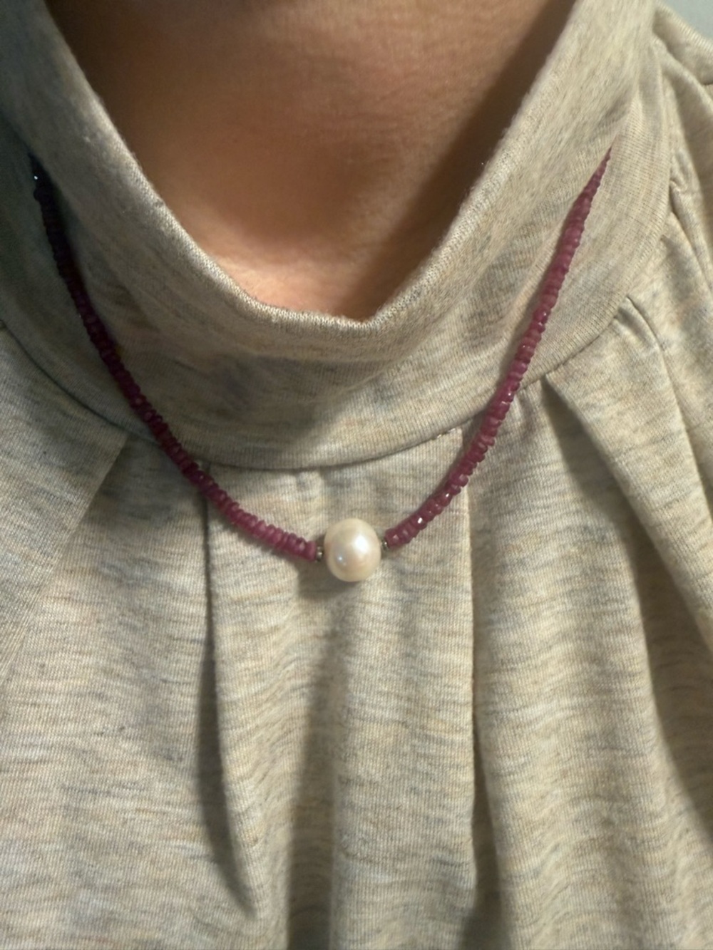 Jewelry Television Like new Ruby and pearl necklace 18 chain and 4.5 inch charm